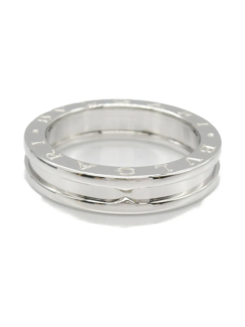 Pre-owned Bvlgari 10s 18k White Gold B-zero Ring In Silver