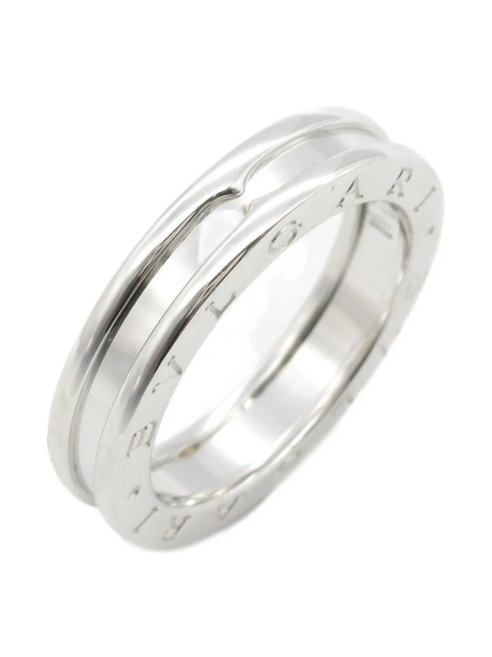 Pre-owned Bvlgari 10s 18k White Gold B-zero Ring In Silver