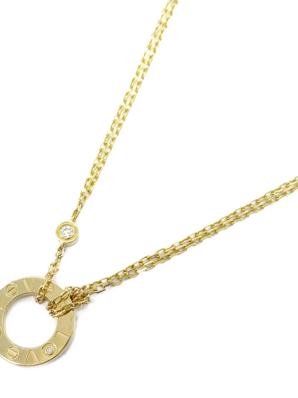 Pre-owned Cartier 2010s 18k Yellow Gold Love Circle Diamond Necklace