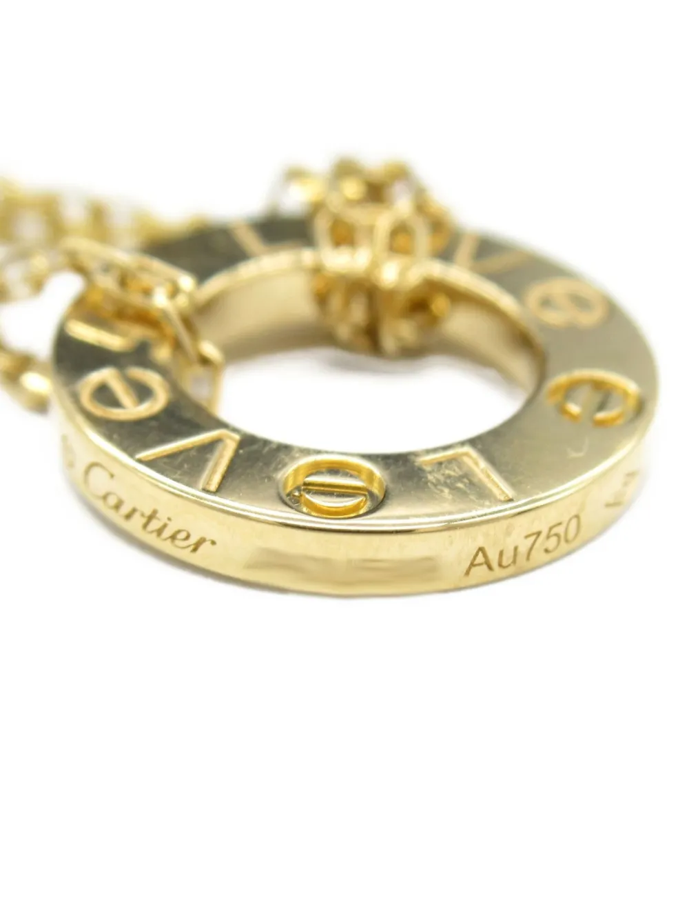 Pre-owned Cartier 2010s 18k Yellow Gold Love Circle Diamond Necklace