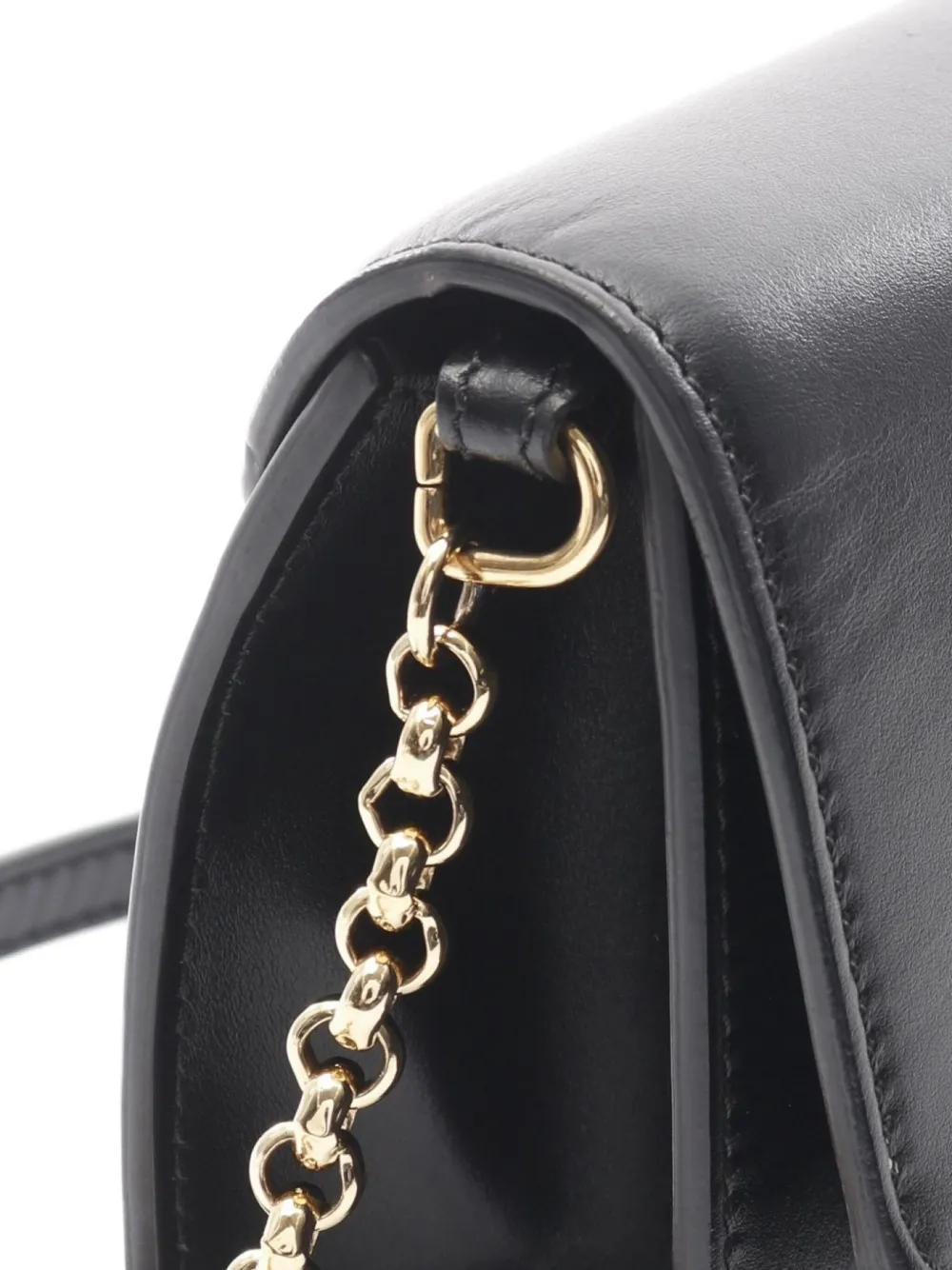 Pre-owned Chloé 2010s C-chain Leather Shoulder Bag In Black