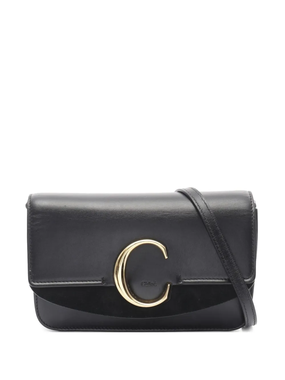 Pre-owned Chloé 2010s C-chain Leather Shoulder Bag In Black