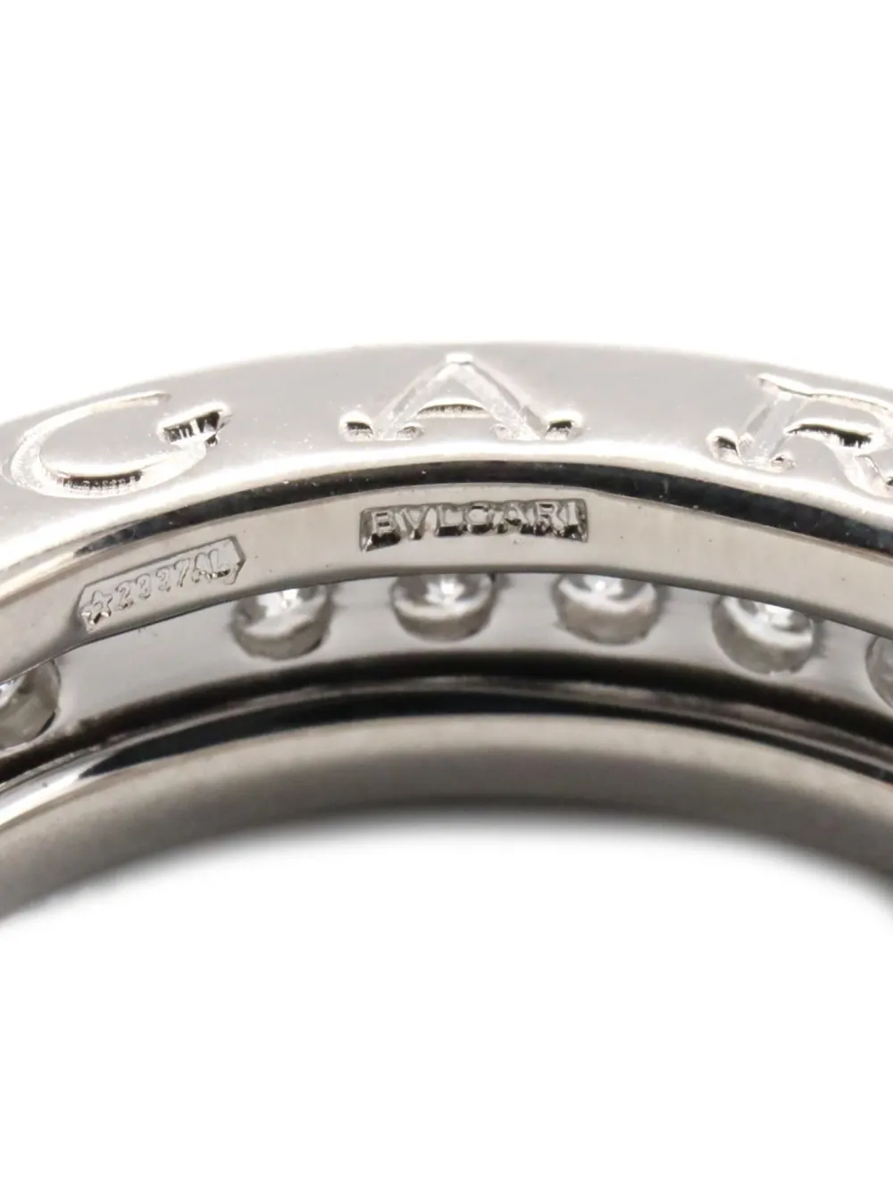 Pre-owned Bvlgari 2010s 18k White Gold B-zero1 Diamond Ring In Silver