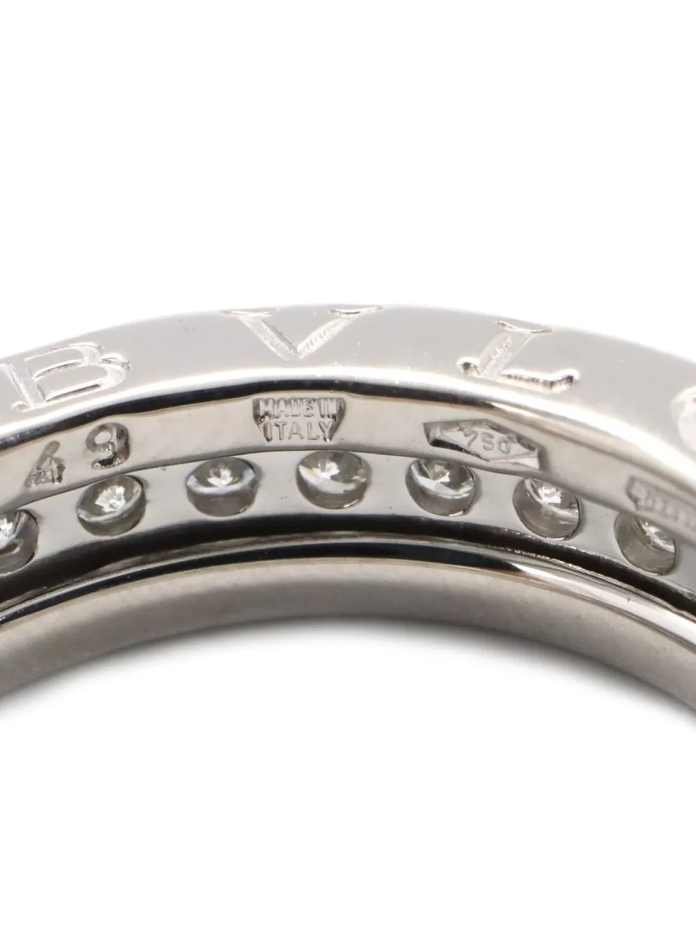 Pre-owned Bvlgari 2010s 18k White Gold B-zero1 Diamond Ring In Silver