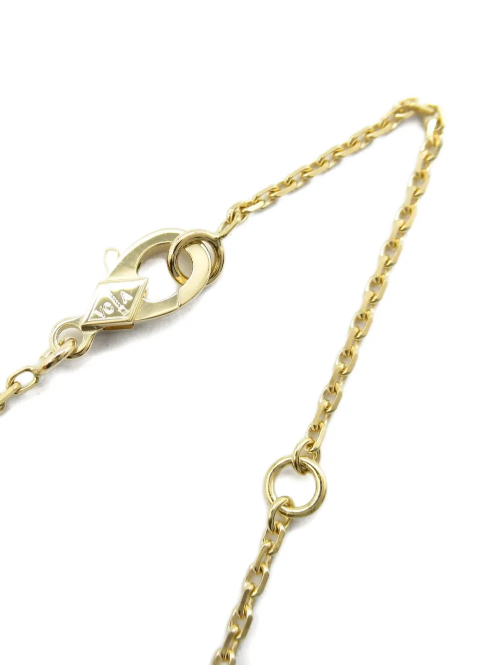 Pre-owned Van Cleef & Arpels 10s 18k Yellow Gold Alhambra Onyx Necklace