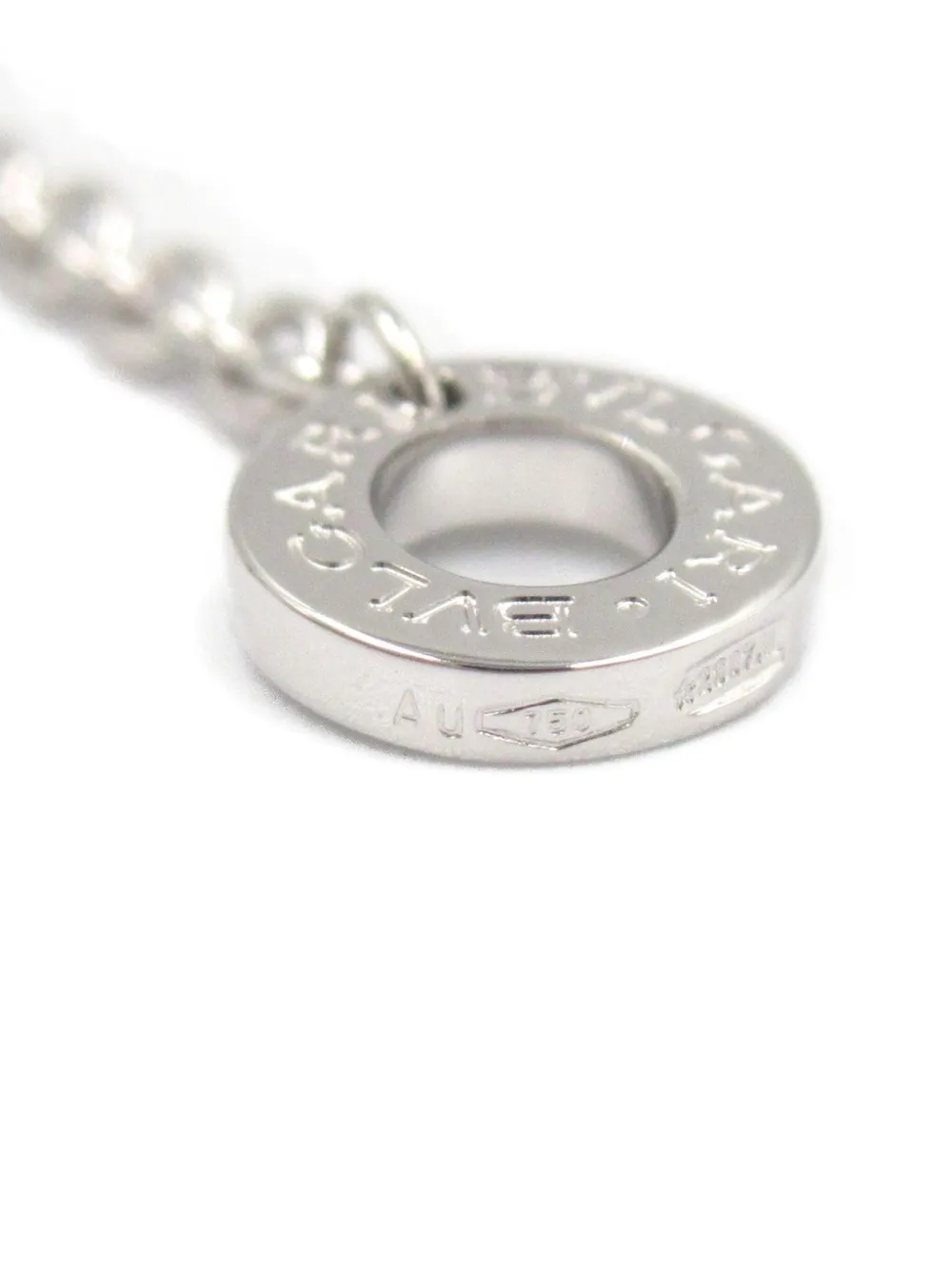 Pre-owned Bvlgari 2010s 18k White Gold B-zero1 Diamond Necklace In Silver