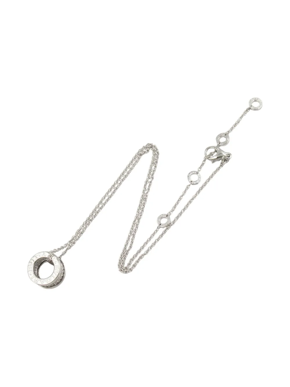 Pre-owned Bvlgari 2010s 18k White Gold B-zero1 Diamond Necklace In Silver
