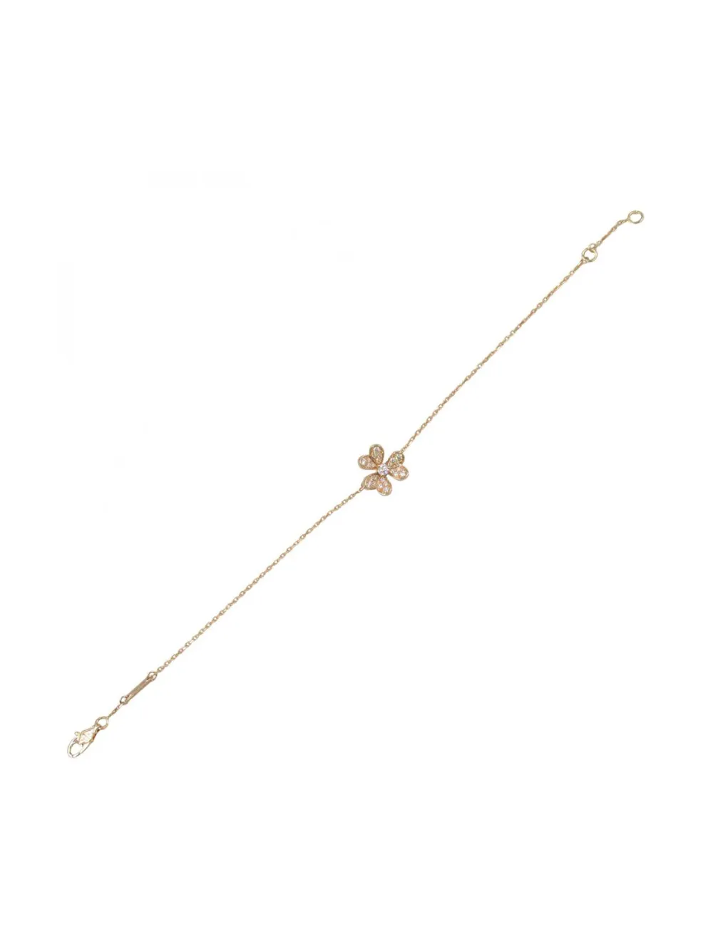 Pre-owned Van Cleef & Arpels 10s 18k Rose Gold Frivole Diamond Flower-embellished Bracelet In Pink