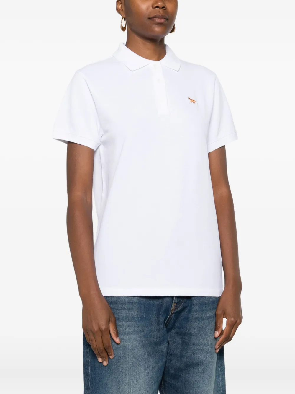 Maison Kitsuné Baby Fox Cotton Polo Shirt In White
