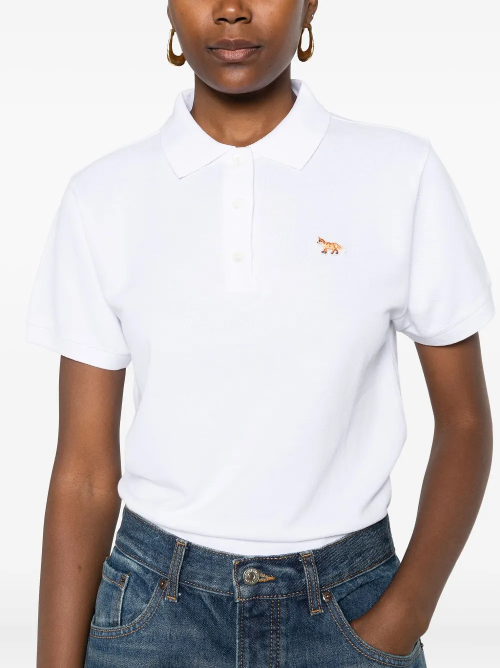Maison Kitsuné Baby Fox Cotton Polo Shirt In White