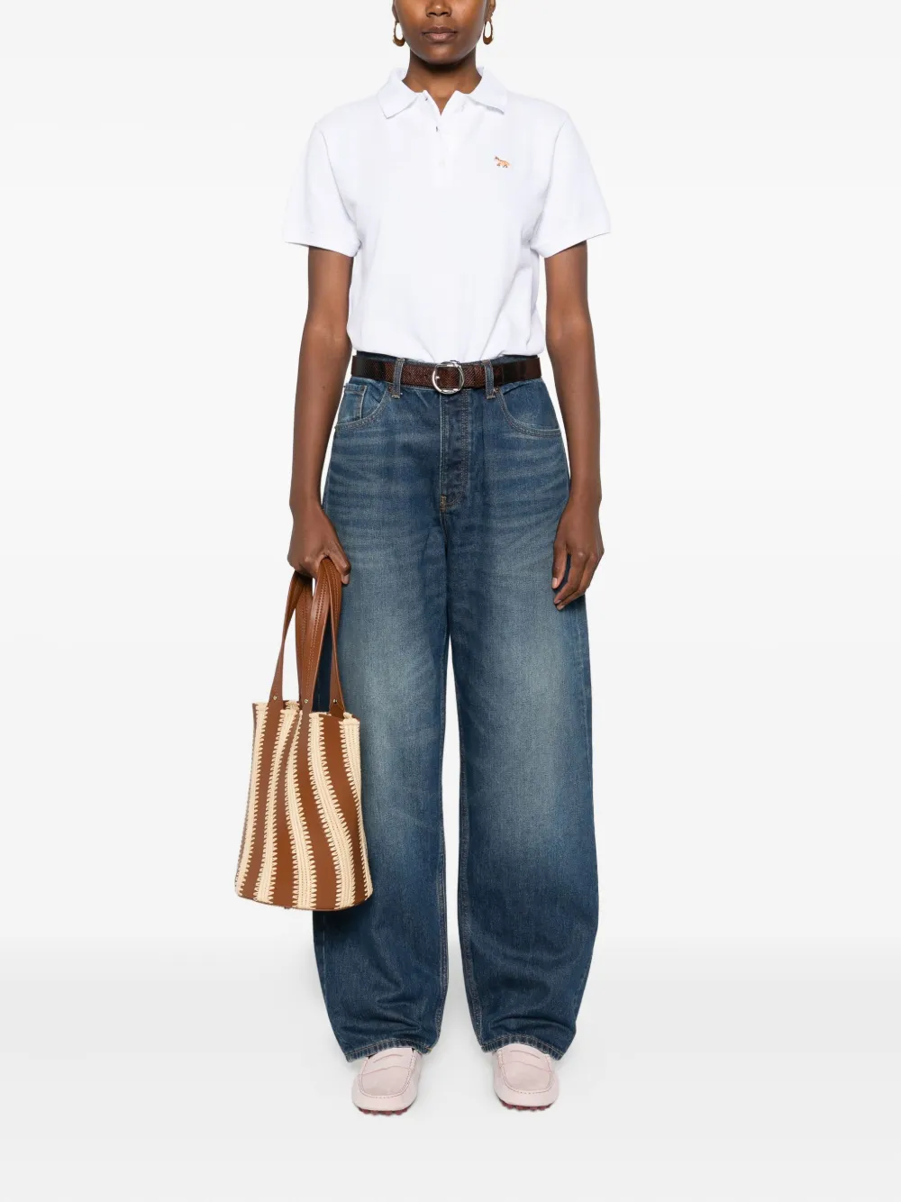 Maison Kitsuné Poloshirt met geborduurde vos - Wit