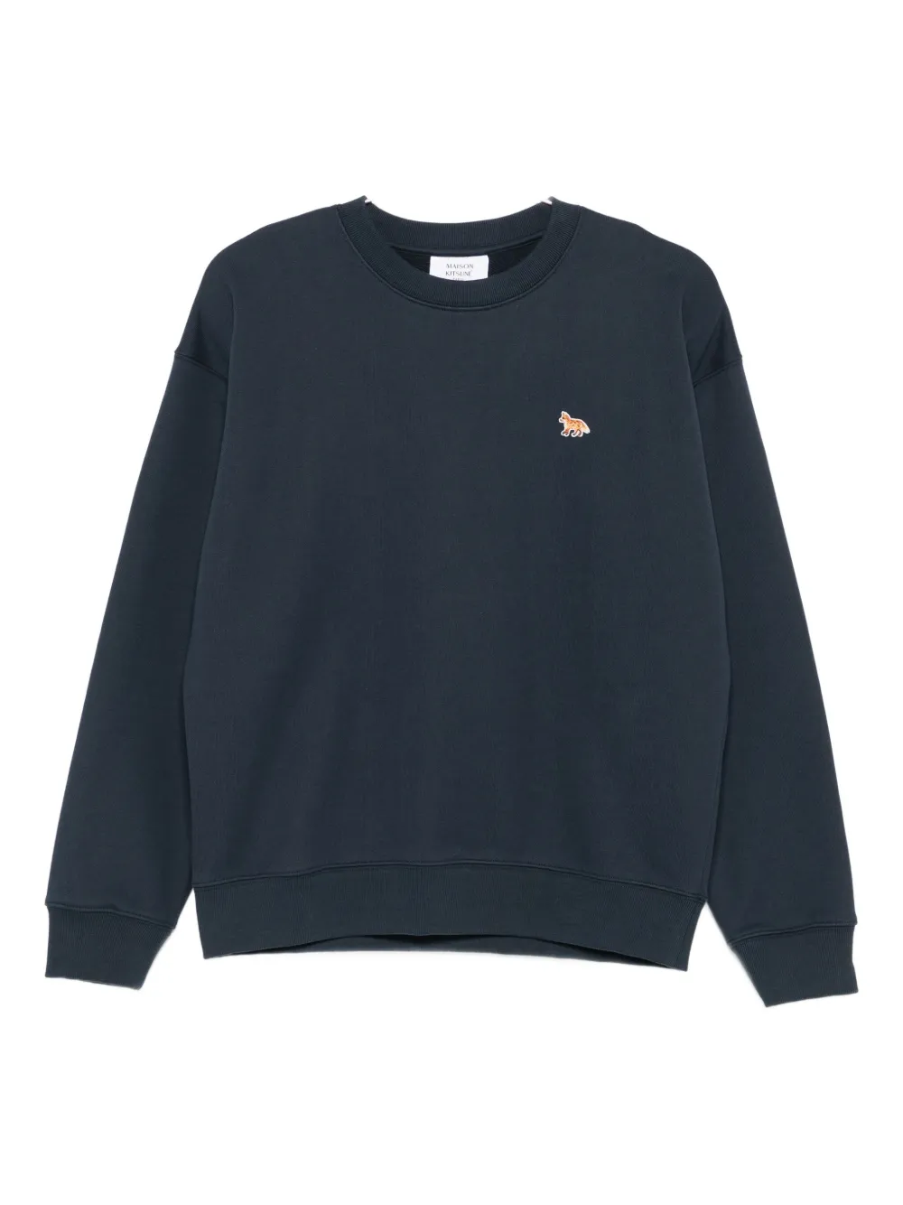 Maison Kitsuné Cotton Sweatshirt With Embroidered Fox Detail In Blue