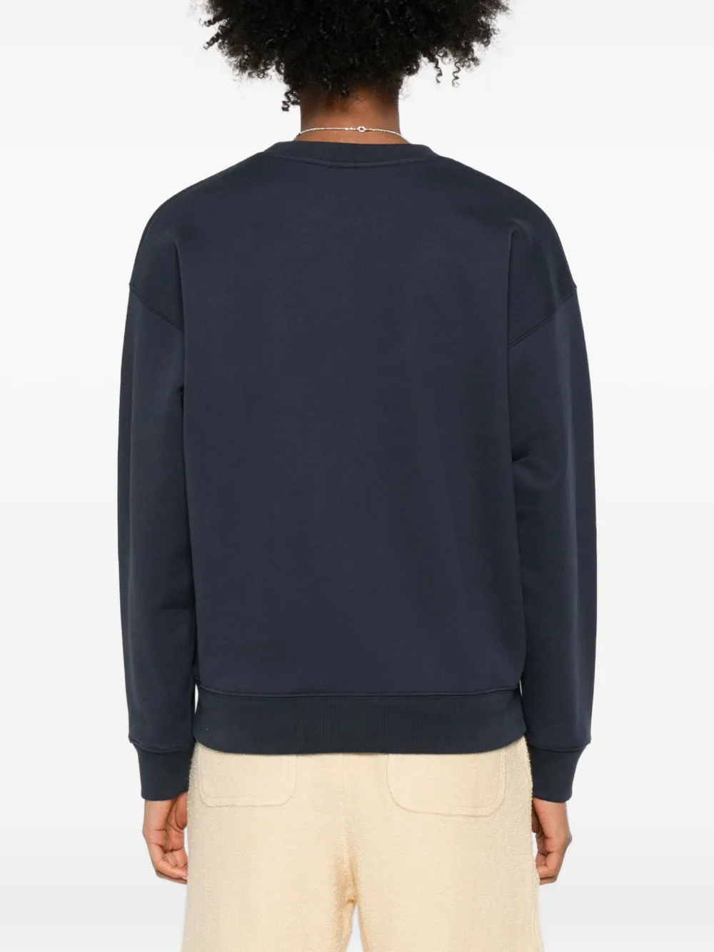 Maison Kitsuné Cotton Sweatshirt With Embroidered Fox Detail In Blue