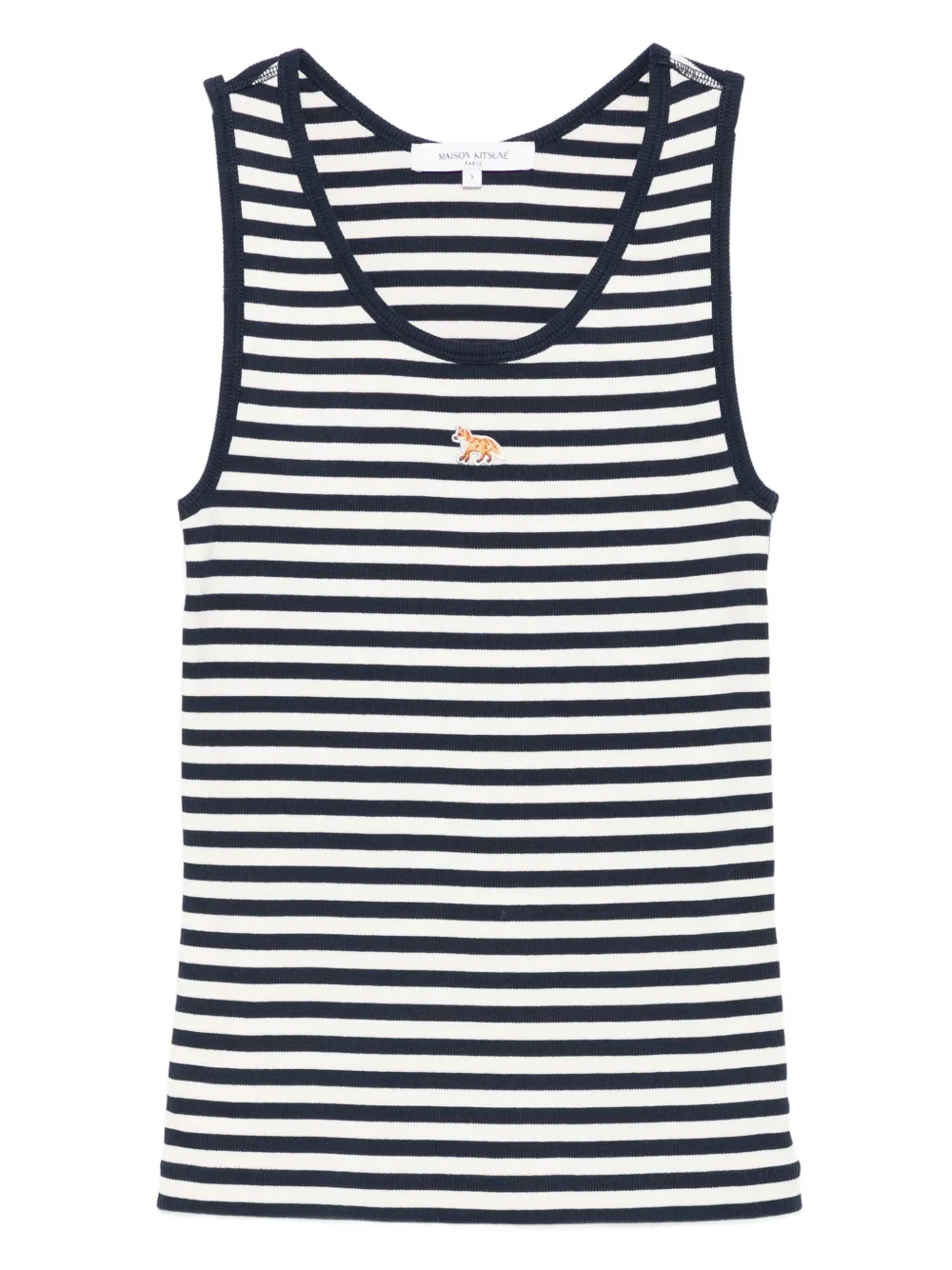 Maison Kitsuné striped fox-embroidered top | Blue | Image 1