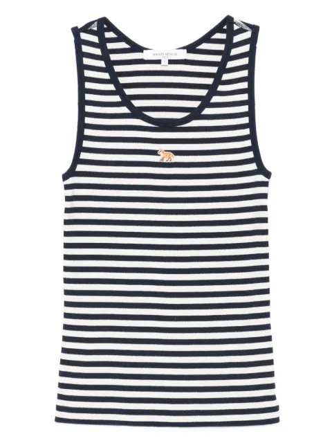 Maison Kitsuné striped fox-embroidered top