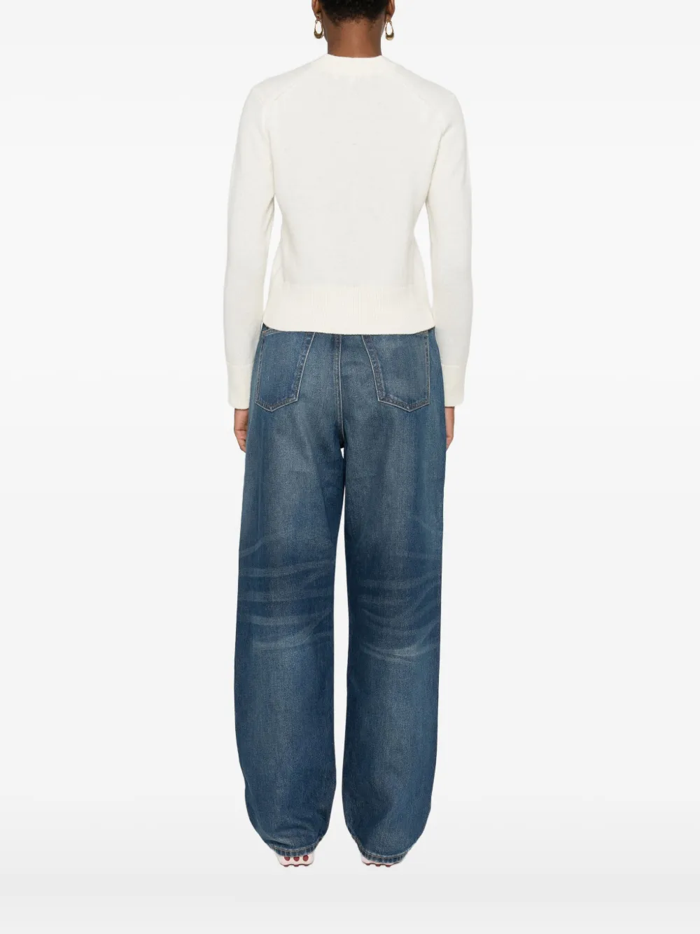 Maison Kitsuné Wool Cardigan With Crew Neck And Long Sleeves In Neutral