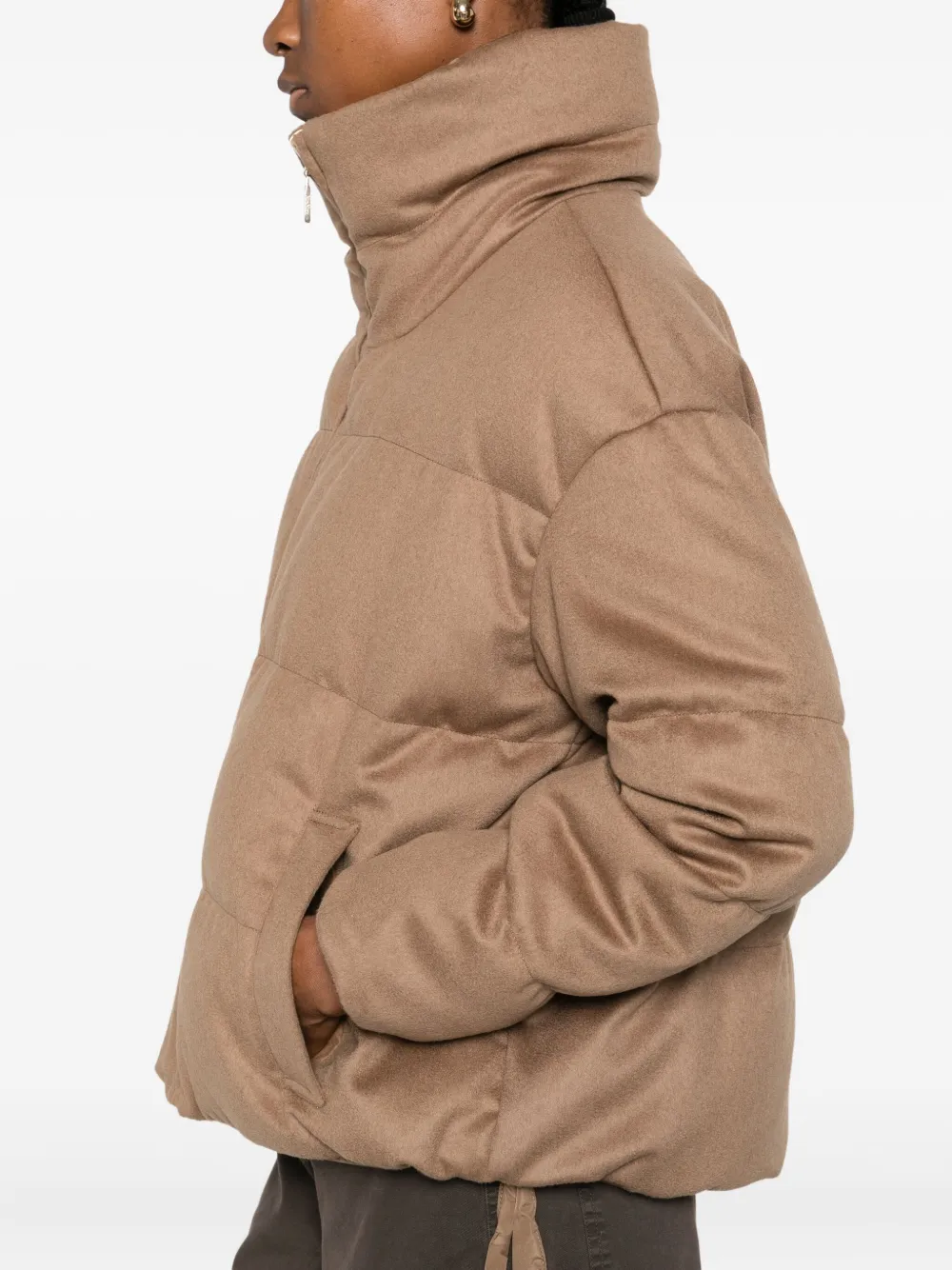 Max Mara Zip-up Puffer Jacket In Brown