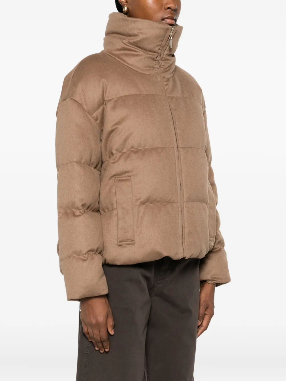Max Mara Zip-up Puffer Jacket In Brown