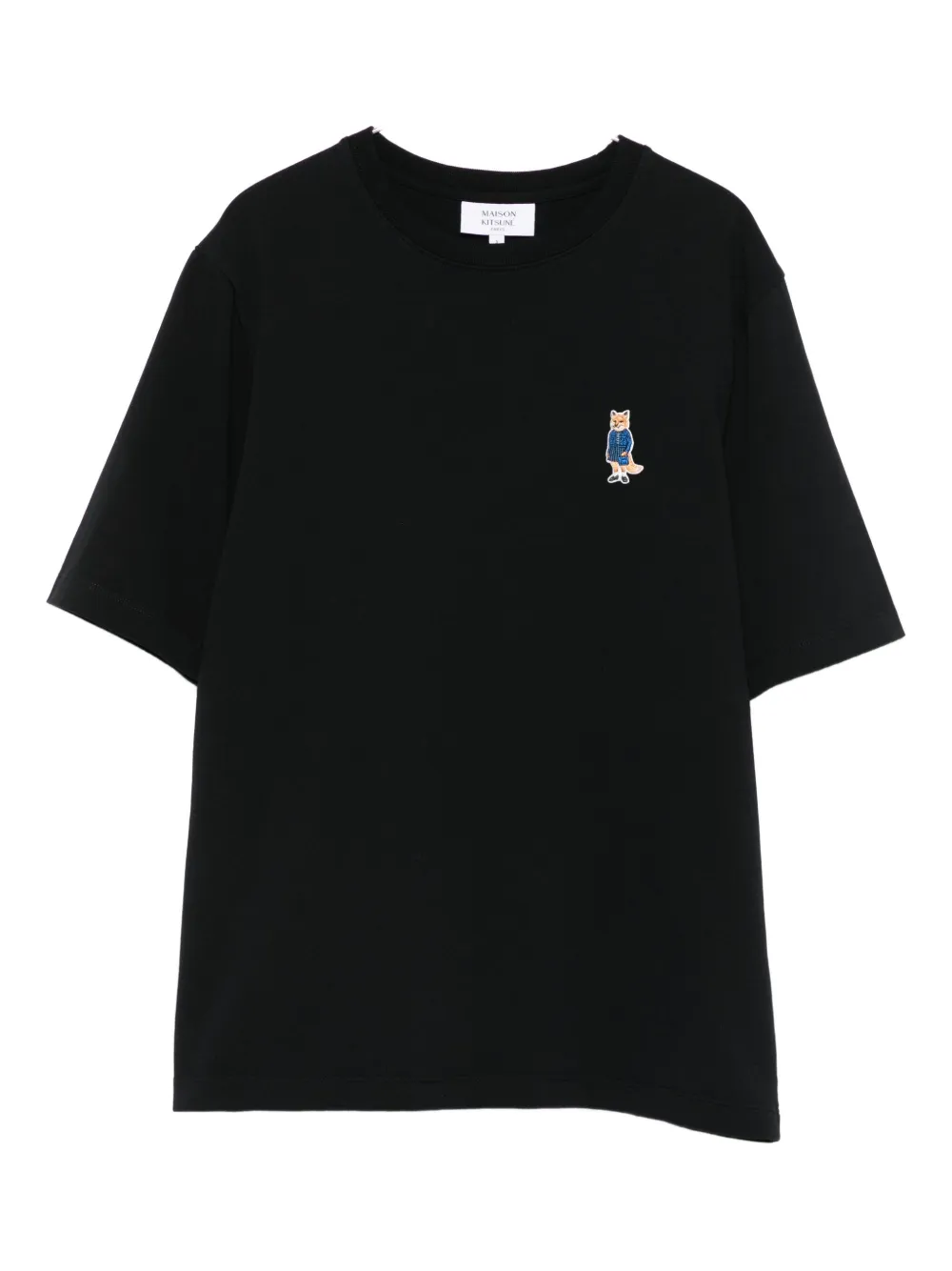 Maison Kitsuné Black T-shirt With Fox Head Patch In Cotton Woman In Black