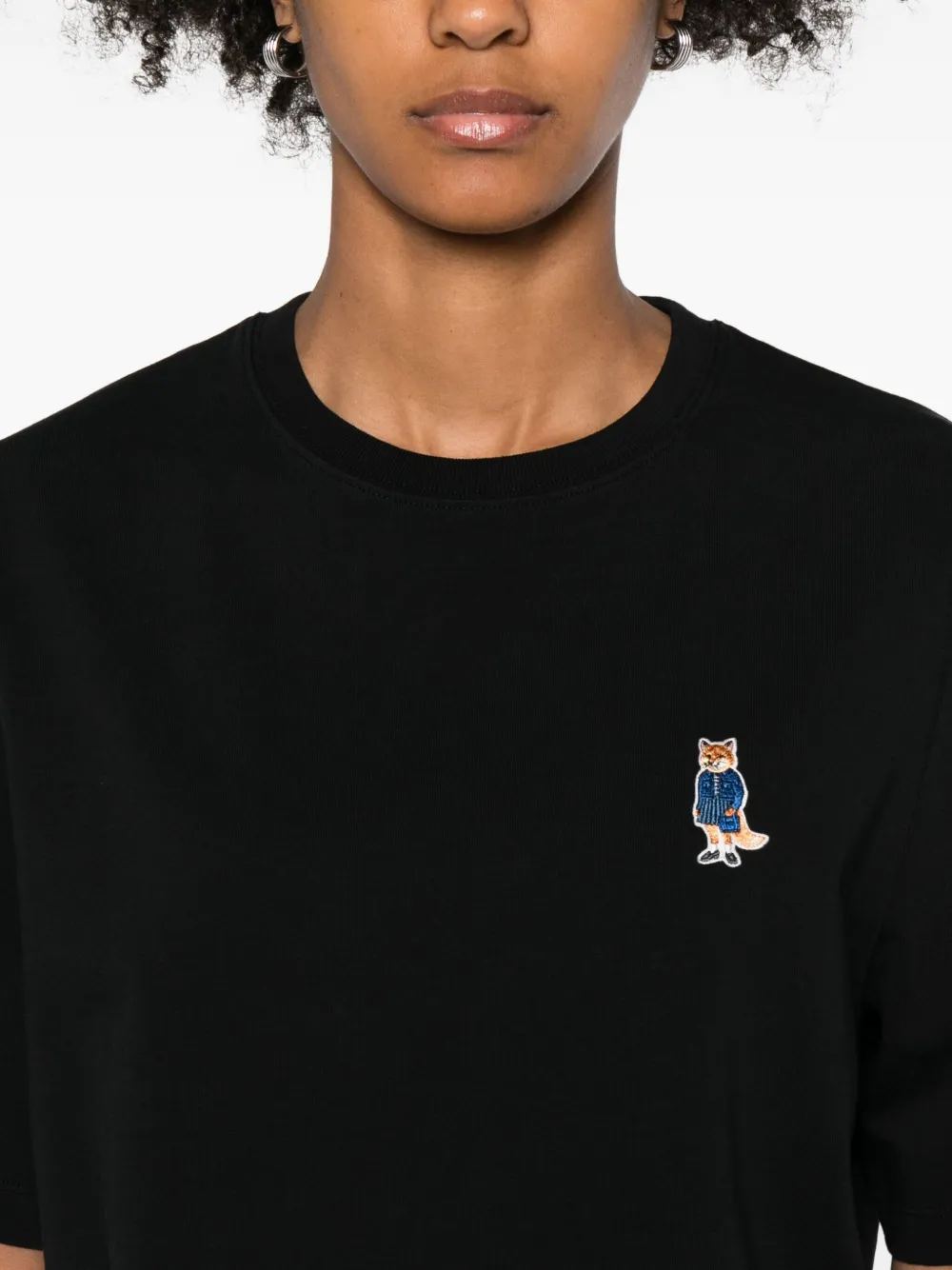 Maison Kitsuné T-shirt met borduurwerk Zwart