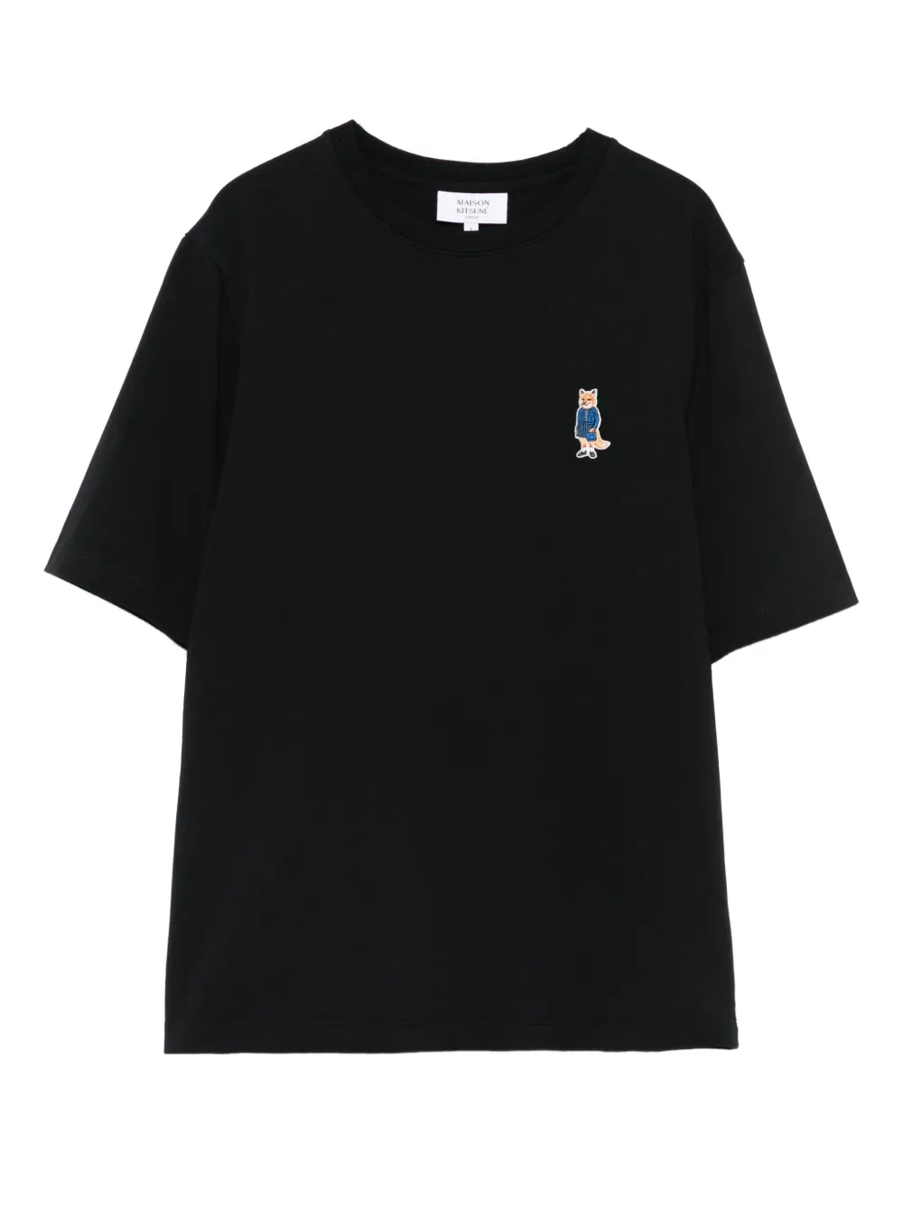 Maison Kitsuné fox-embroidered cotton T-shirt | Black | Image 1