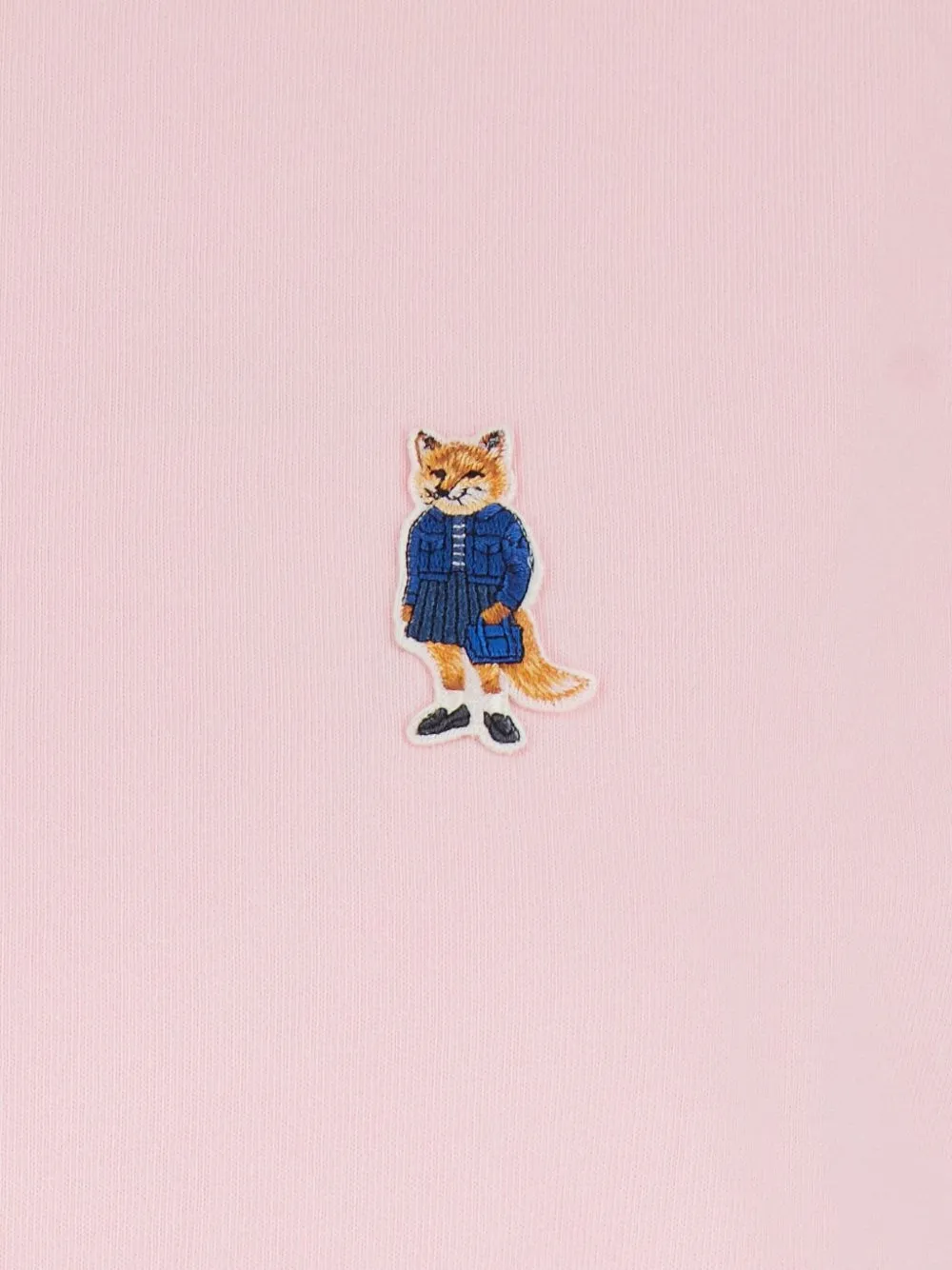 Maison Kitsuné Fox Motif Cotton T-shirt Embroidered Detail In Pink