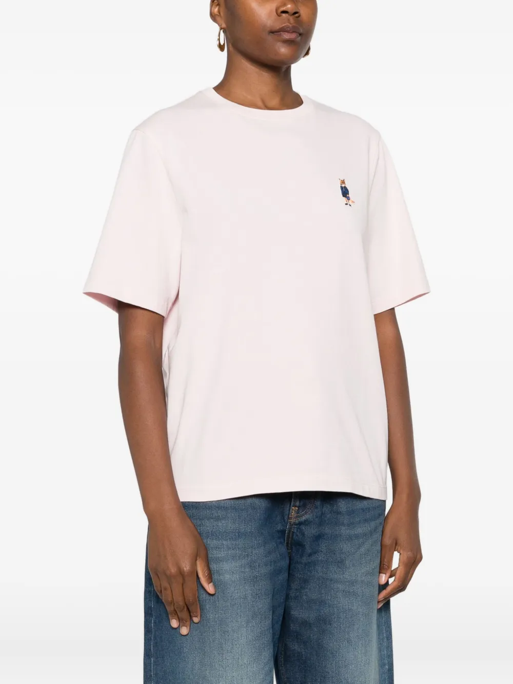 Maison Kitsuné T-shirt met borduurwerk Roze