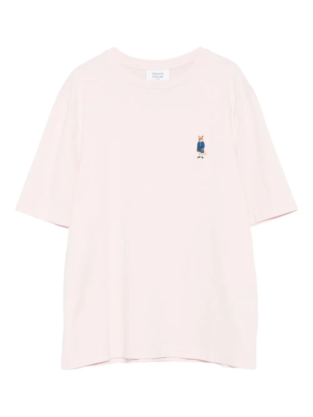 Maison Kitsuné fox-embroidered cotton T-shirt | Pink | Image 1