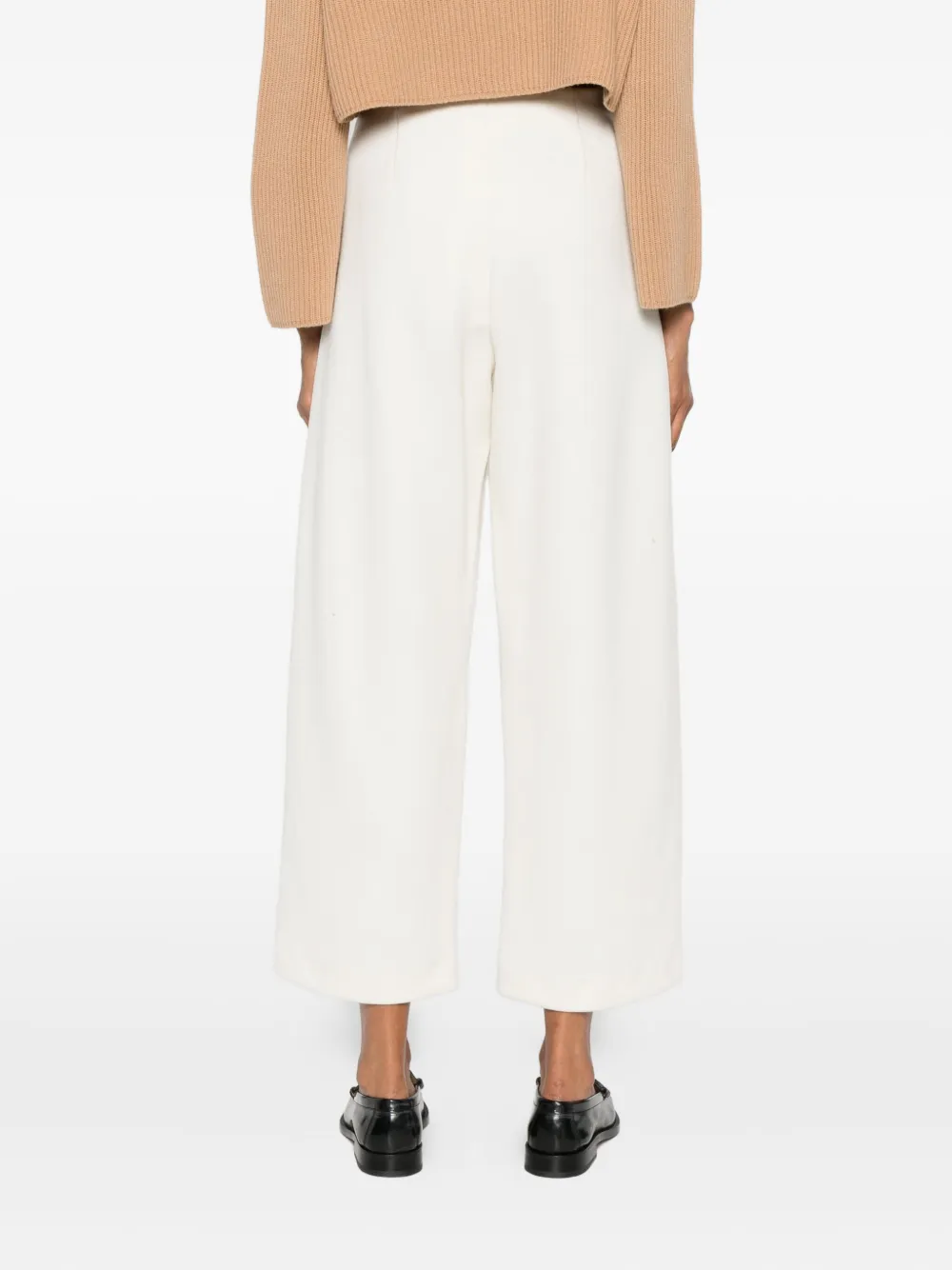 Max Mara Cropped Palazzo Trousers In Neutral