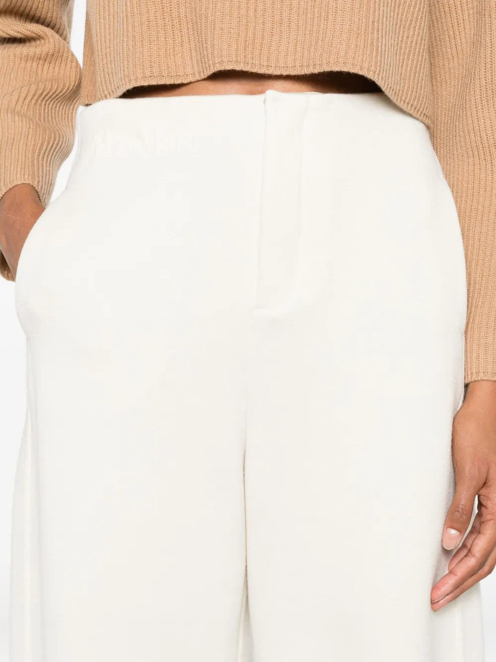 Max Mara Cropped Palazzo Trousers In Neutral