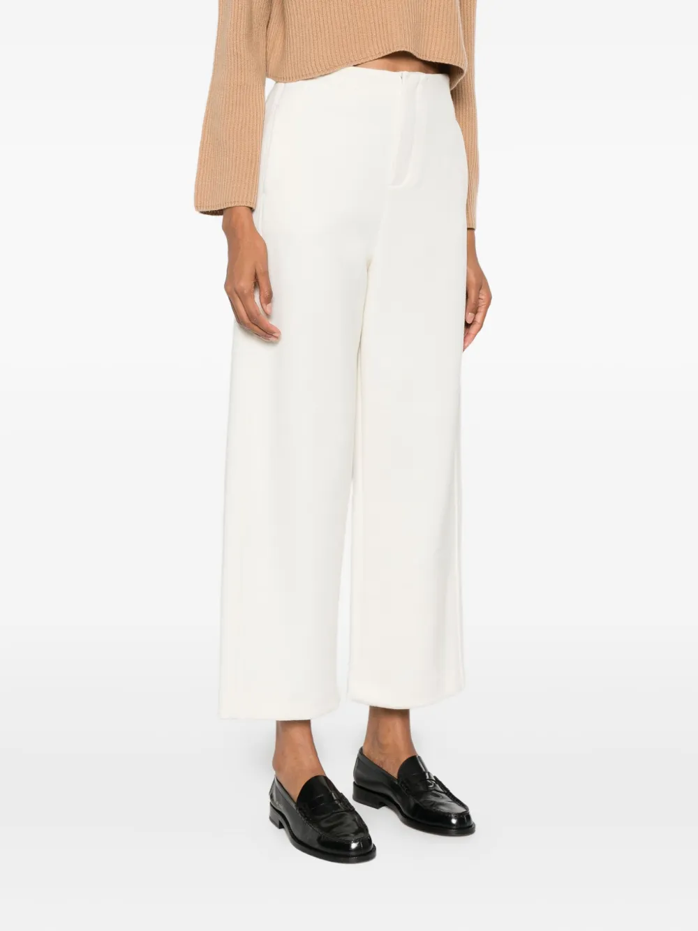 Max Mara Cropped Palazzo Trousers In Neutral