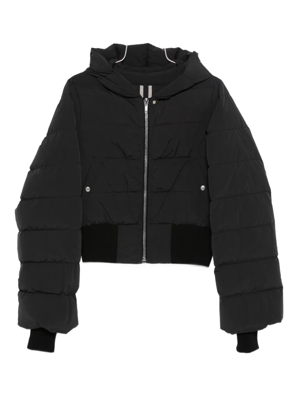 Rick Owens Hooded Quilted Down Jacket And Pockets In Black