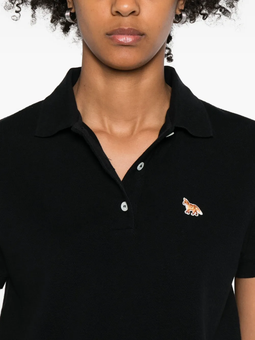 Maison Kitsuné Poloshirt met geborduurde vos Zwart