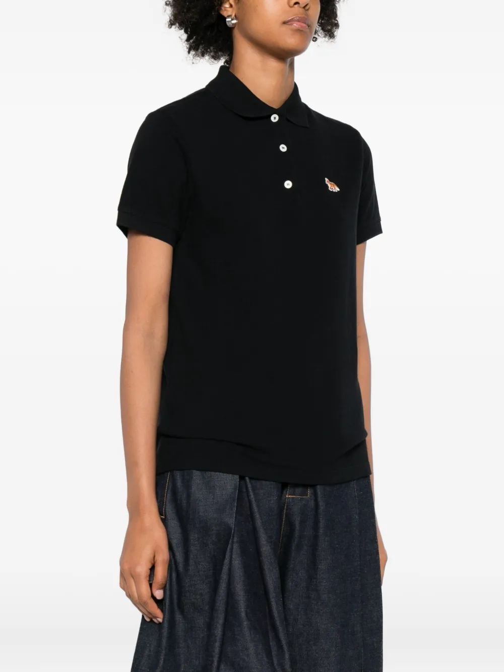 Maison Kitsuné Poloshirt met geborduurde vos Zwart