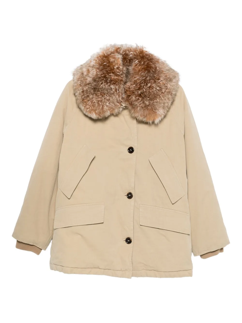Prada Jacket With Faux Fur Collar And Long Sleeves In Yellow