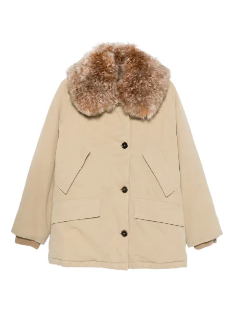 Prada faux-fur-trimmed button coat