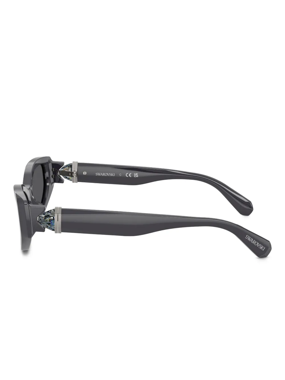 Swarovski Crystal Cat-Eye Sunglasses silver exterior w/black interior logo case Crystallized cat-eye shades are the ultimate accessory for a  main image 2