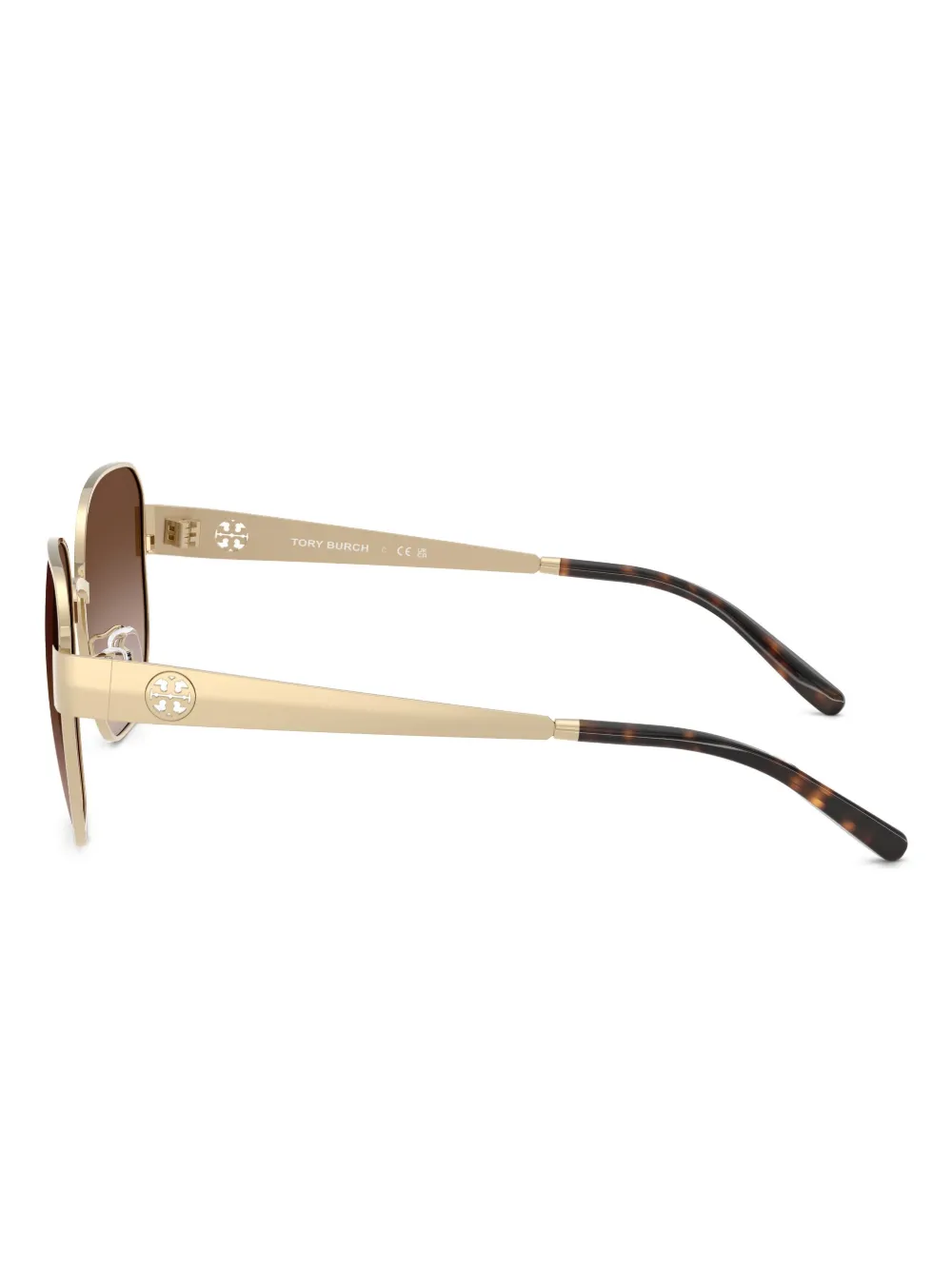 Tory Burch Tortoiseshell Round-frame Sunglasses In Gold