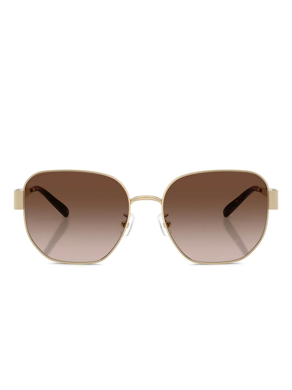 Tory Burch Tortoiseshell Round-frame Sunglasses In Gold