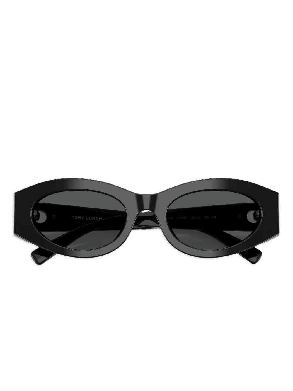 Tory Burch Oval-frame Embellished Sunglasses In Black
