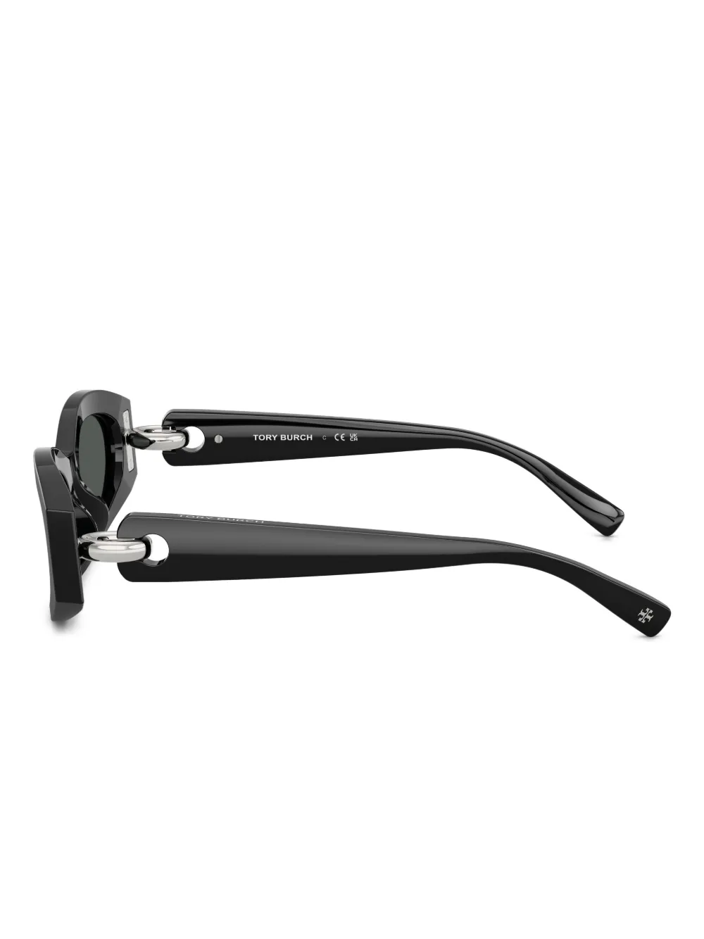 Tory Burch Oval-frame Embellished Sunglasses In Black