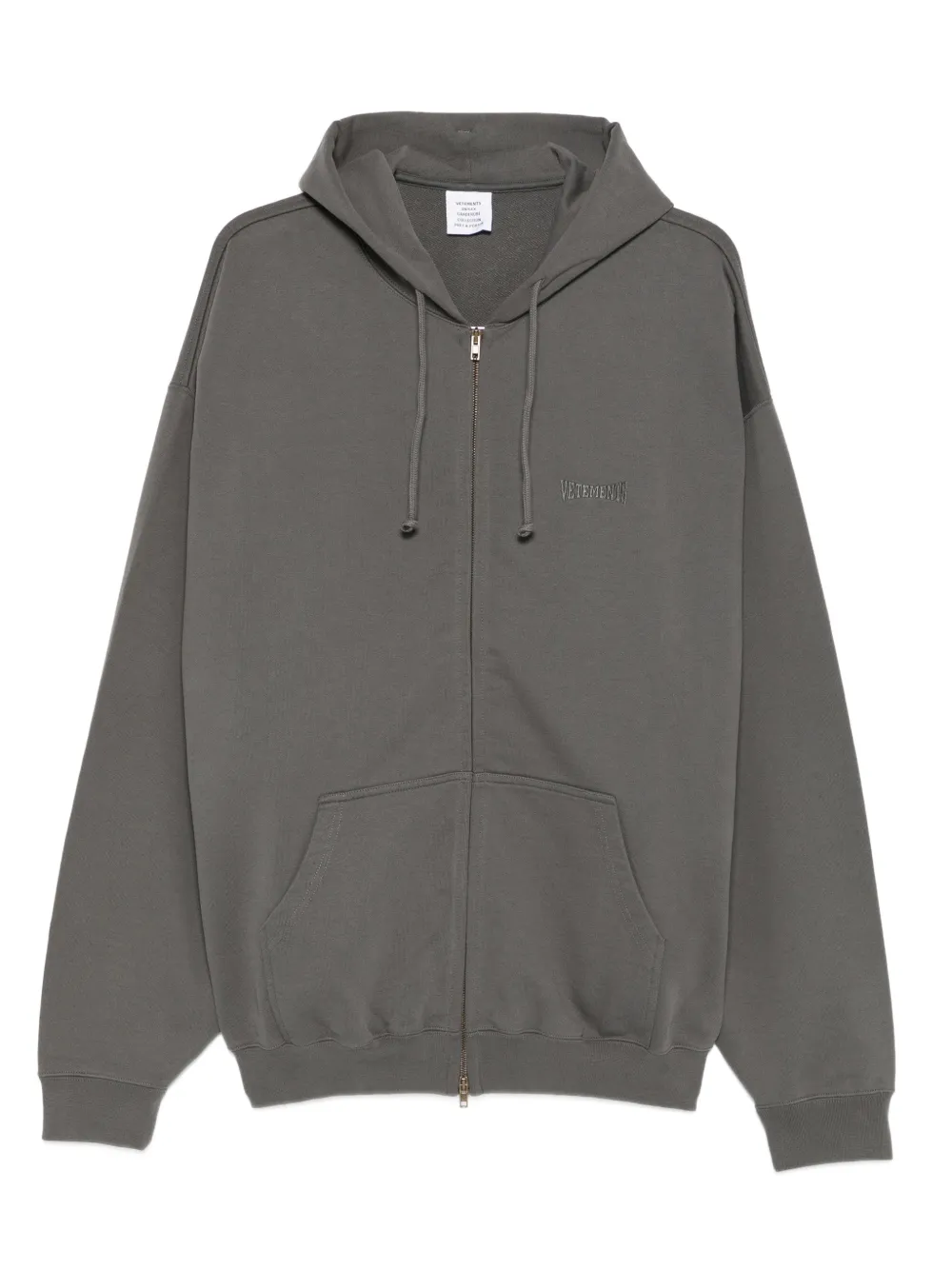 VETEMENTS embroidered zip hoodie - Grigio