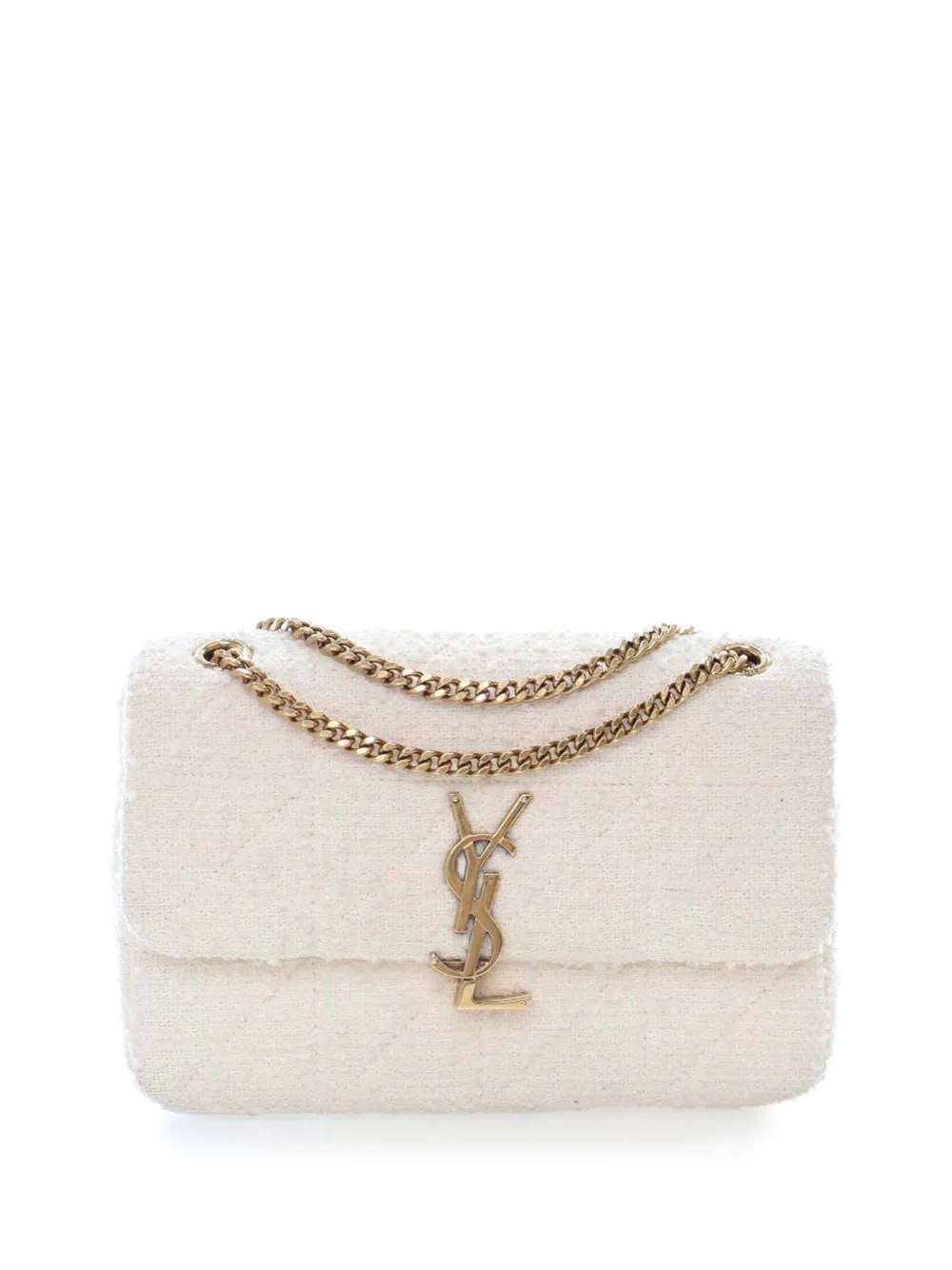 Saint Laurent Pre-Owned 2021 ツイード パッチワーク ジェイミーショルダーバッグ M - ホワイト Saint Laurent Pre-Owned 2021 ツイード パッチワーク ジェイミーショルダーバッグ M - ホワイト