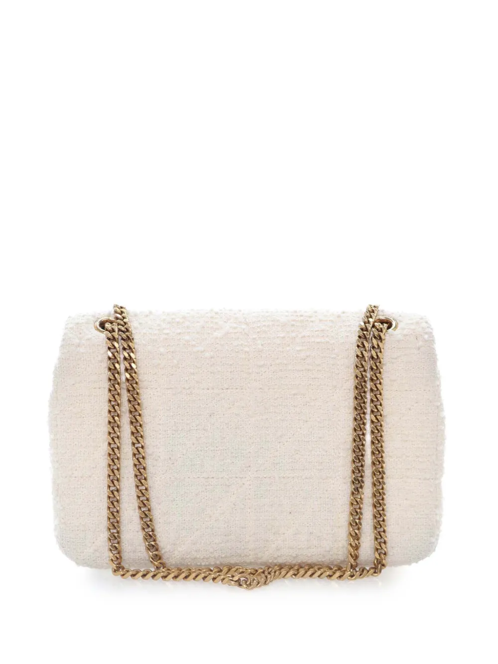 Pre-owned Saint Laurent 2021 Medium Boucle Tweed Patchwork Jamie Shoulder Bag In White