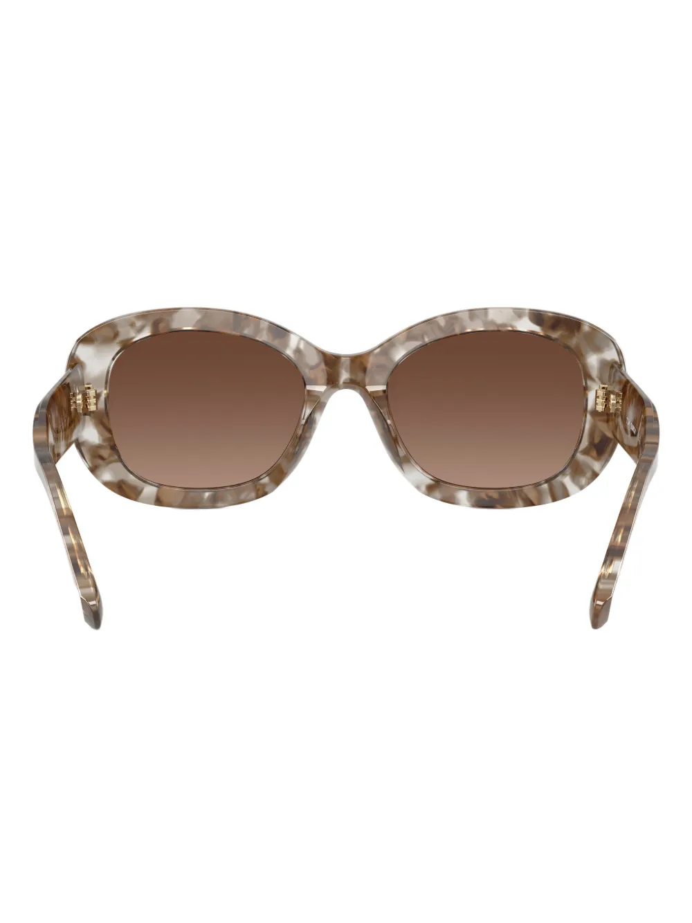 Tory Burch Marble-effect Oval-frame Sunglasses In Brown