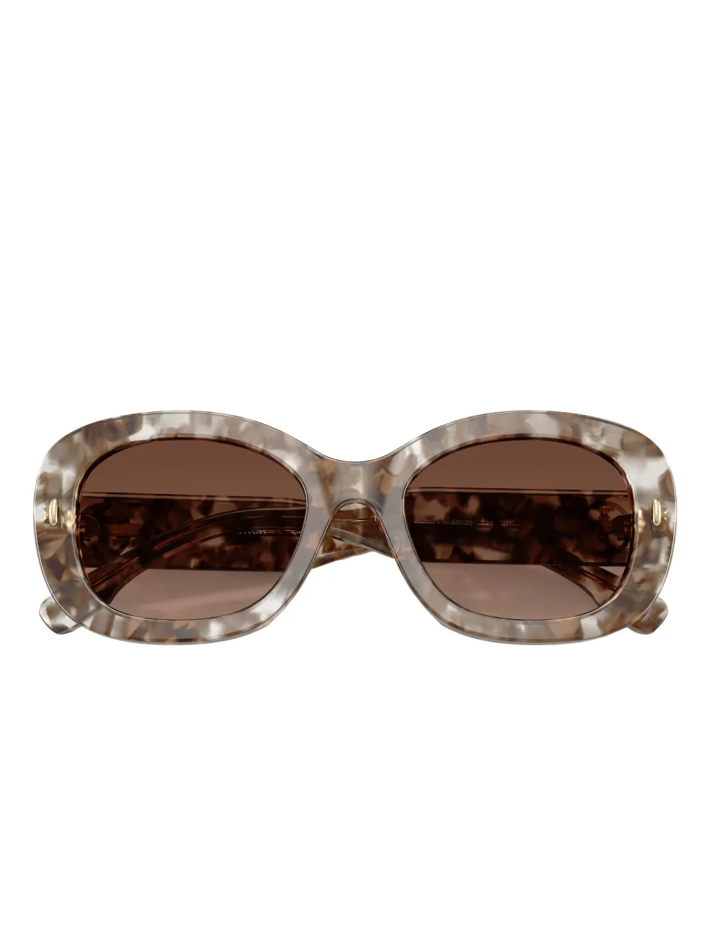 Tory Burch Marble-effect Oval-frame Sunglasses In Brown