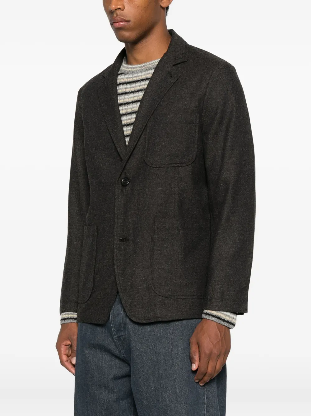 Universal Works Patch-pocket Single-breasted Blazer In Black