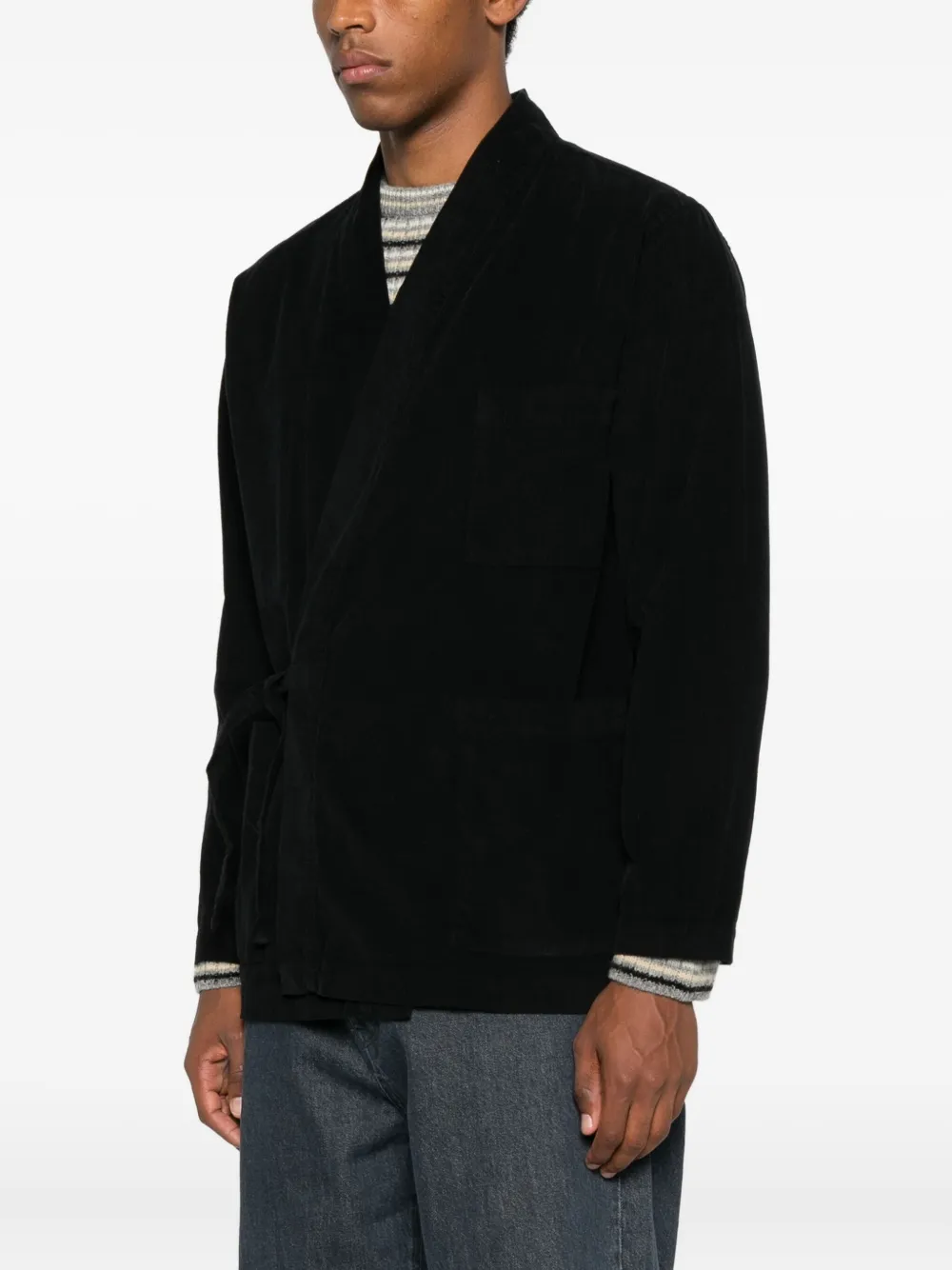 Universal Works Corduroy Wrap Blazer In Black