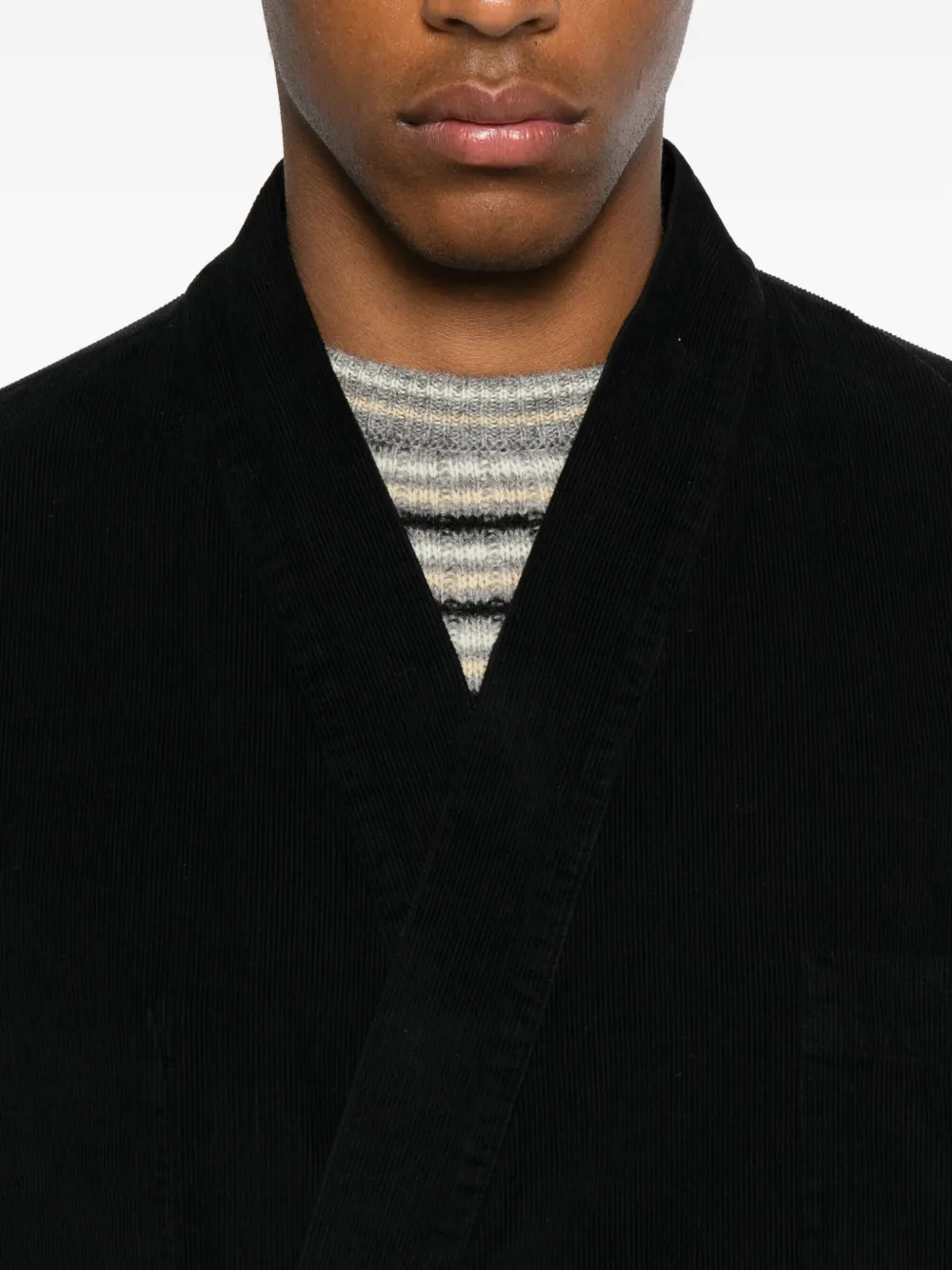 Universal Works Corduroy Wrap Blazer In Black