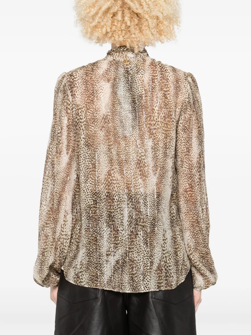 Twinset Animal-print Tie-neck Blouse In Multi